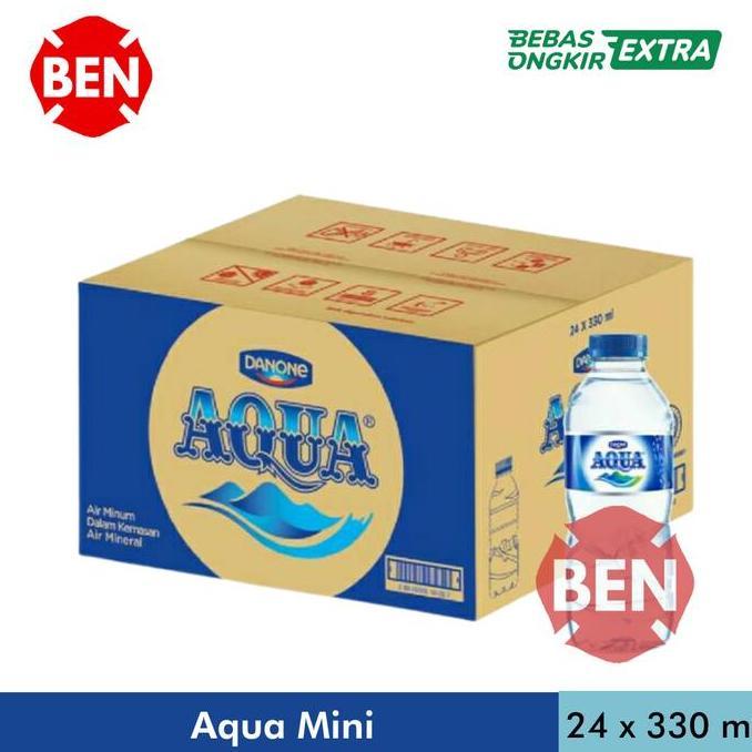 Aqua Mini 330ml 330 ml 1 Dus 24 Botol Pcs - Air Mineral Kecil Murah