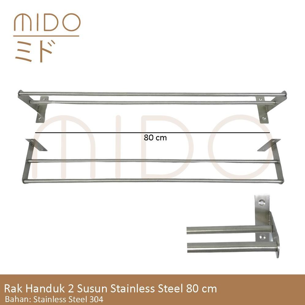 Gantungan Handuk Stainless 2 Baris / Rak Handuk Stainless 80Cm