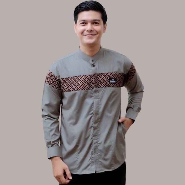 NEW PRODUCT Baju Koko Pria Lengan Panjang Motif Kobata Kombinasi Batik Dan Yordan Simple Terbaru 202