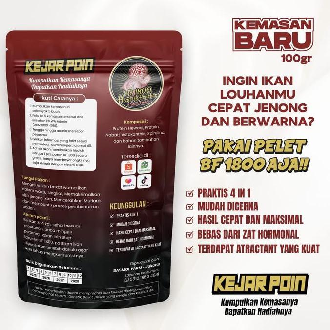 Pelet BF 1800 & BF 800 strong collor warna big head kok pakan louhan