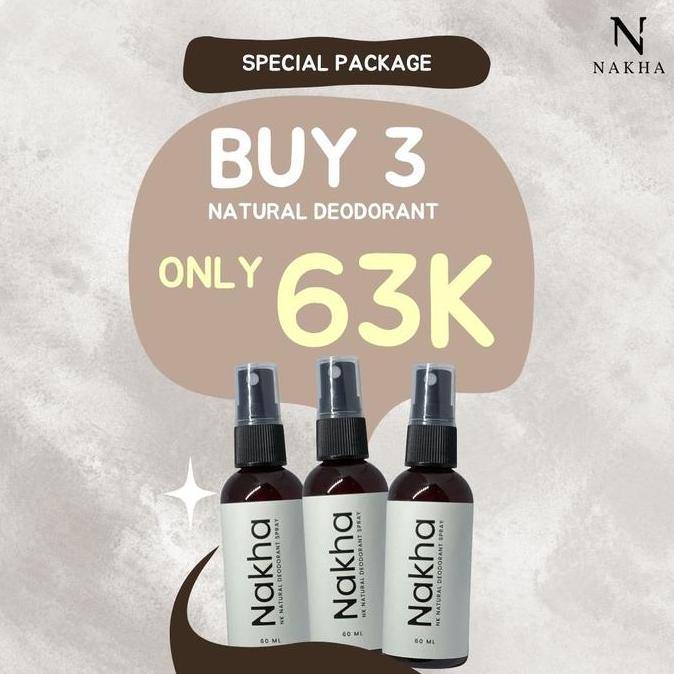 Banokilo_ecer - Promo Bundling 3 Botol Nakha NK Natural Deodorant Menghilangkan Bau Ketiak deodoran 