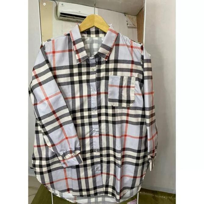 Kemeja Long Tunik / Kemeja Wanita Tartan / Kemeja Two Tone Kotak-kotak