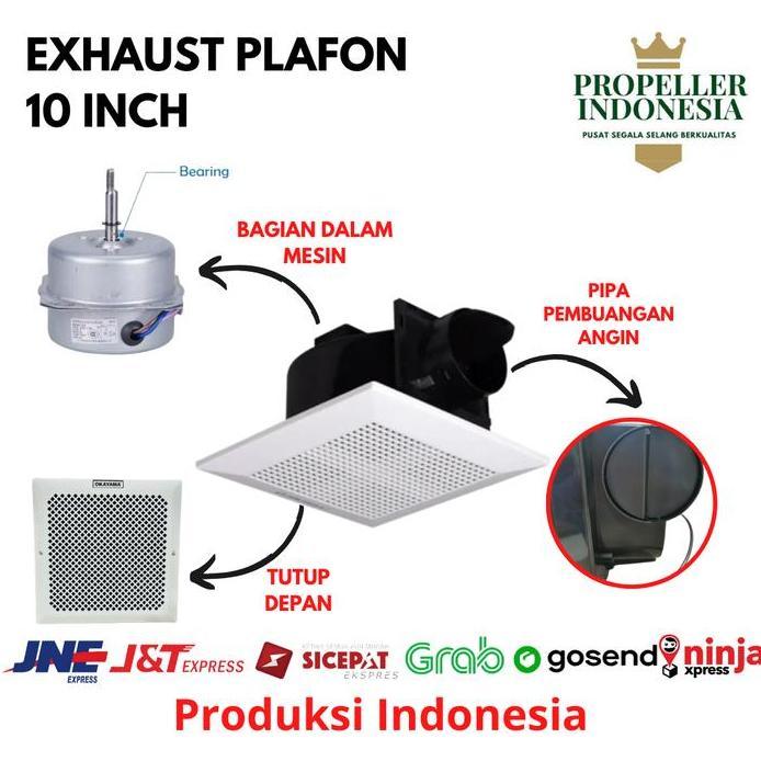 Exhaust Fan Plafon 10 Inchi Kipas Plafon 10 Inch Kipas Blower Hexos Angin Hisap Kipas Kamar Mandi Da