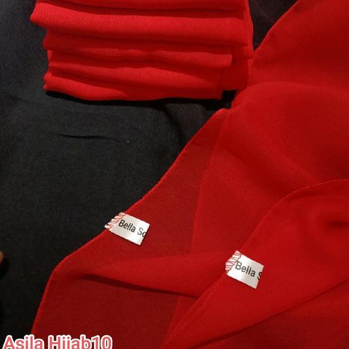 Segi Empat Bella Square Hijab Bella Square Merah Cabe Polycotton