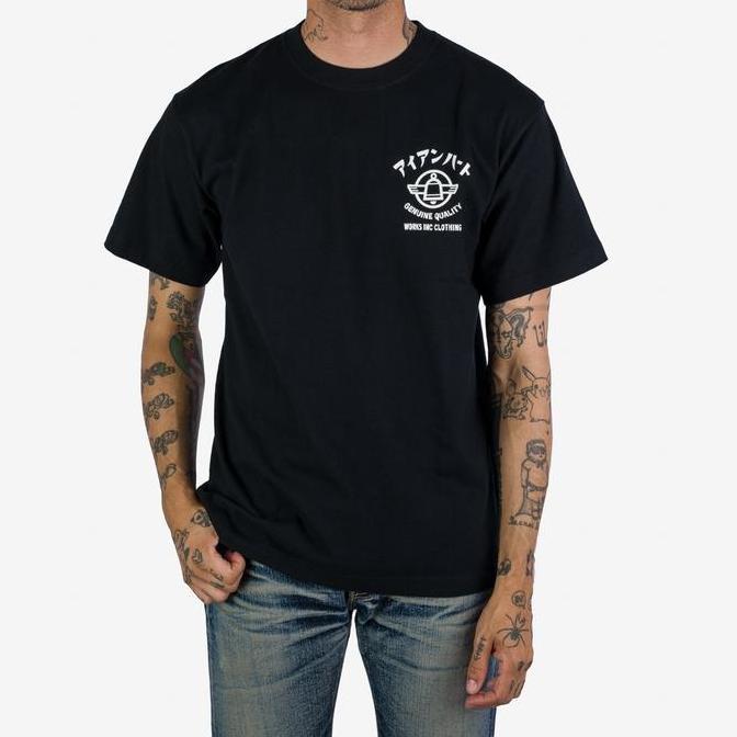 Iron Heart 'IRON HEART' Loopwheeled Crew Neck T-Shirt - Black