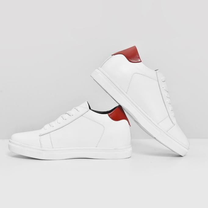 Keeve - KBC 202 Sepatu Kasual White Maroon Peninggi Badan Pria Casual Shoes Sneakers Kerja Putih Hit