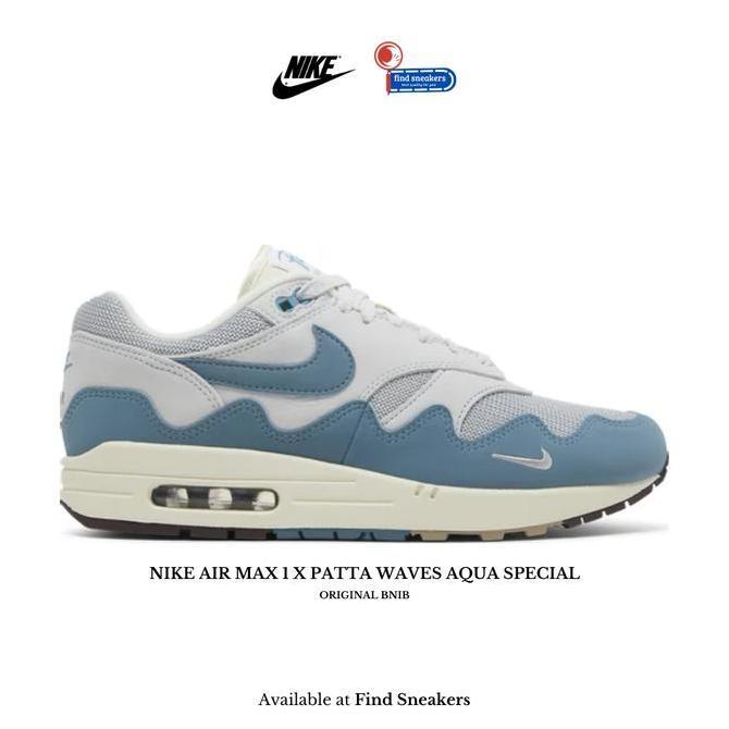 Sepatu Sneakers Pria NIKE AIR MAX 1 X PATTA NOISE AQUA BNIB