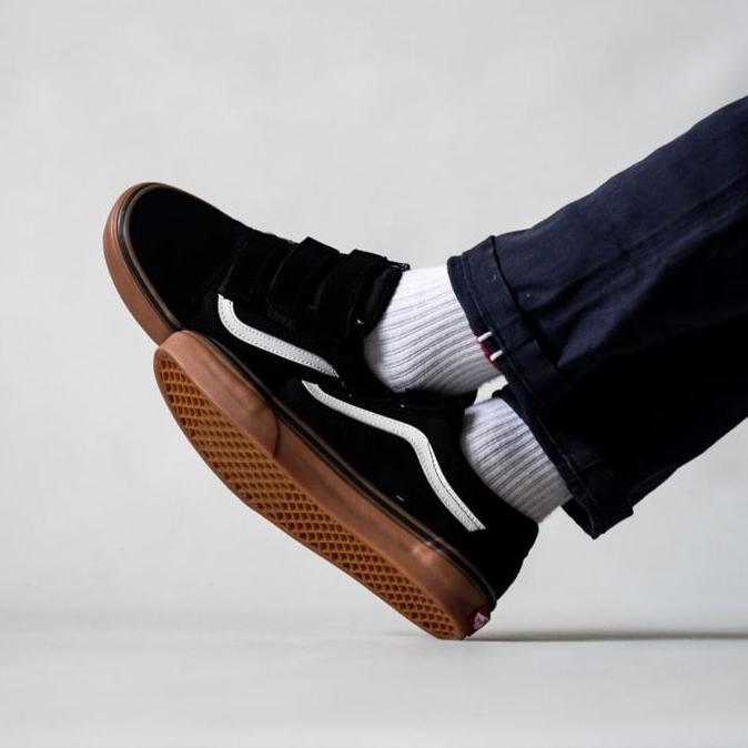 Vans Old Skool Velcro Classic Black Gum 100% Orinal BNIB
