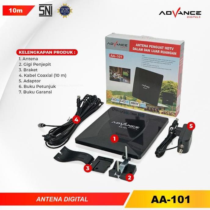 Advance Aa-101 Antena Booster Tv Digital Cocok Untuk Tv Tabung Dan Led Support Indoor & Outdoor Free