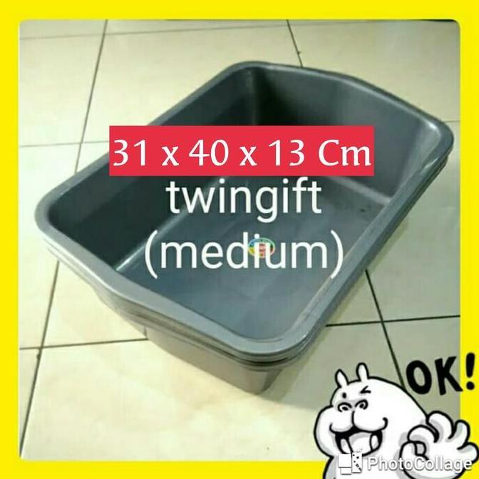 Ready Baskom/Bak Segi(Kotak), Plastik Tebal, Serbaguna, Medium Plus murah