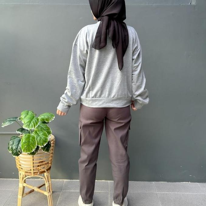 Set Sporty Joger Kargo Olga Training Muslim Wanita Fit M -XXL Lezahrasignature