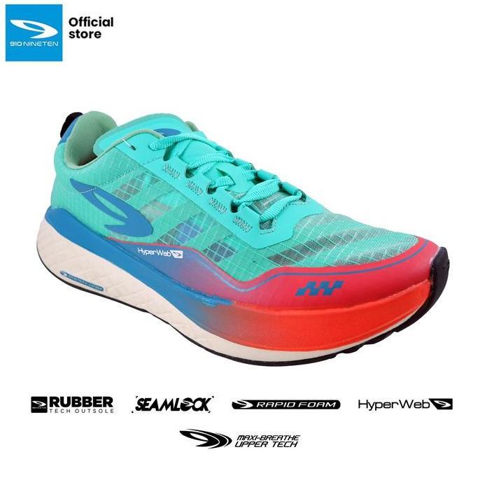 910 NINETEEN SHOES ULTRA EKIDEN HIJAU-AURORA/MERAH/HIJAU-TOSCA Running Sepatu Outdoor Outdoor