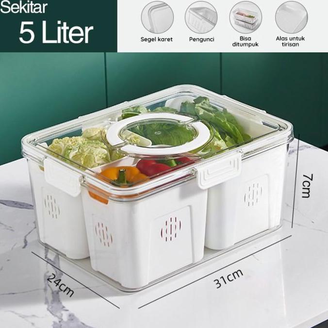 MEGAM Food Container Kulkas Toples Plastik Tempat Makanan Kotak Kecil Storage Kontainer Box HWQ