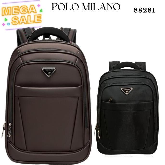 Tas Ransel Pria Wanita Import POLO MILANO 88281 ORINAL Ransel Anti Air hitam sekolah