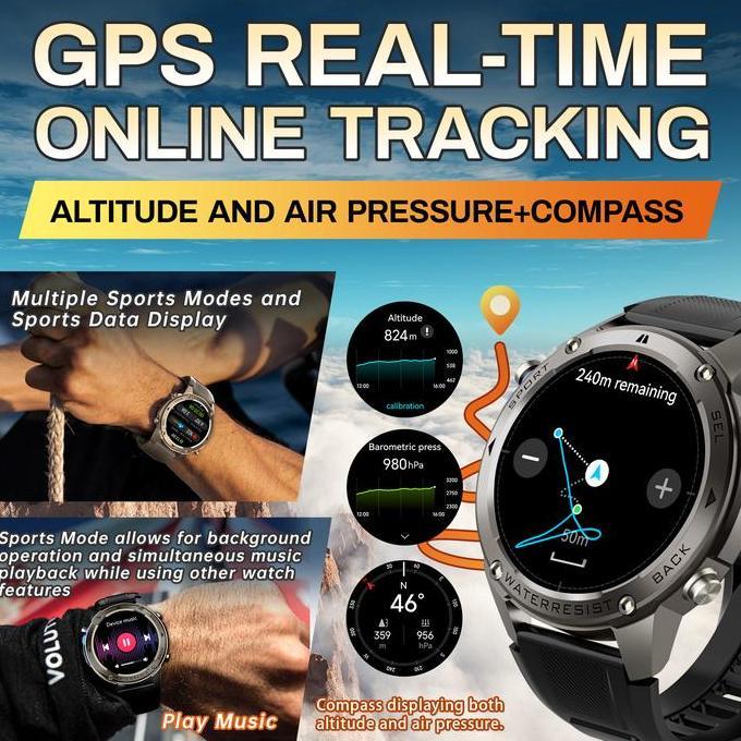 Wrble- Skmei Dm56 Smartwatch Gps Map  |  1.43 Amoled  |  5Atm Waterproof  |  Compass  |  Altitude Ai