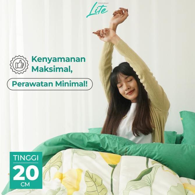 Sleep- Kintakun Lite Sprei Satu Set 160 X 200 / 180 X 200 Minimalis Kain Microfiber Single Sarung Ba
