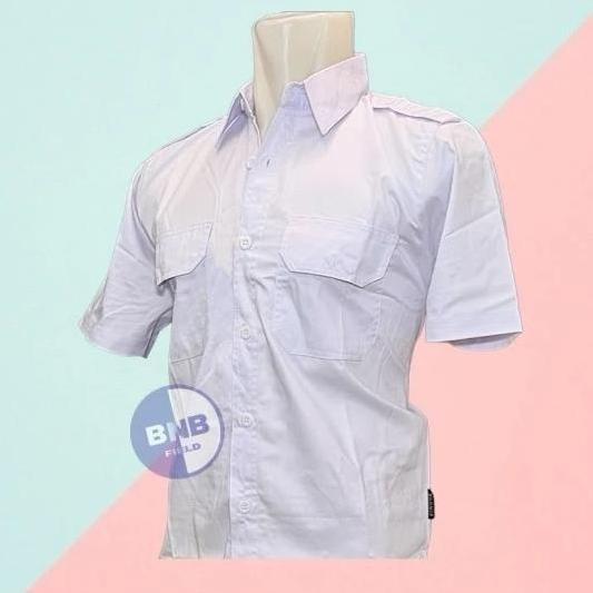 Kemeja Seragam Putih PNS PDH PDL Kantong 2 Bahan American Drill