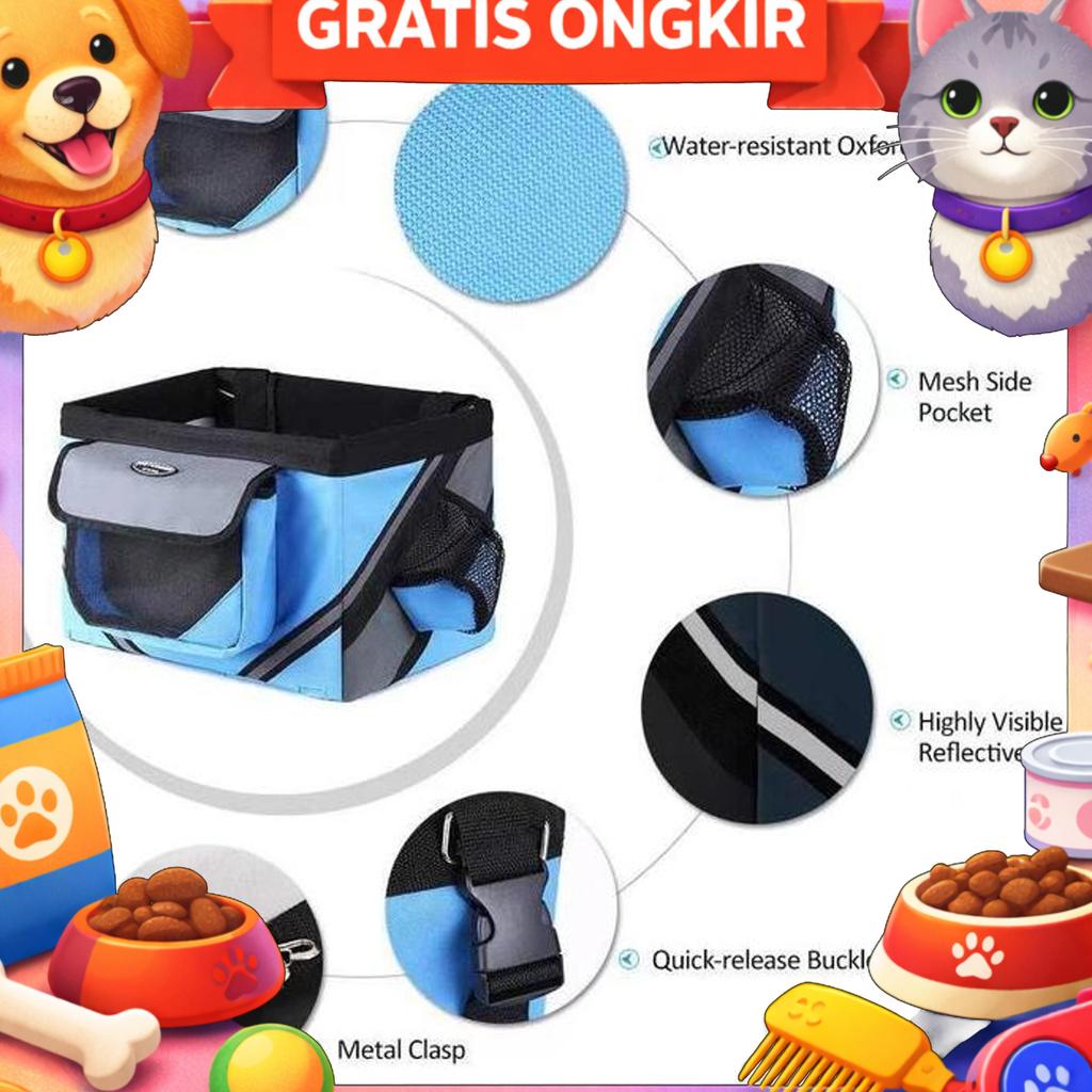 3 In 1 Tas Sepeda Buat Anabul /Anjing / Kucing / Pet Bike Basket Bag