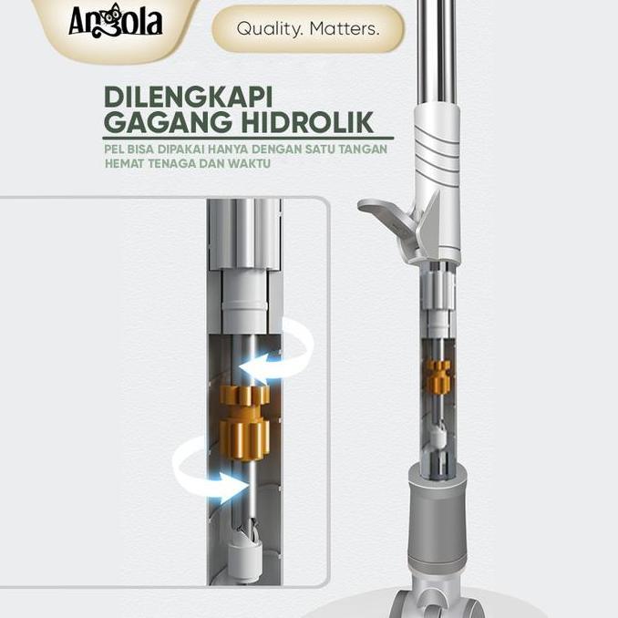 Cleaya- Tp Angola Spin Mop D23 Alat Pel Lantai Otomatis Tanpa Peras