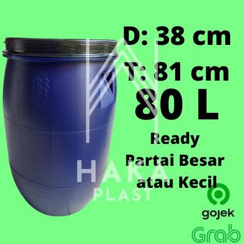 Cleaya- Tangki Tong Air Drum Tempat Sampah Biru Hijau Tebal Gentong Liter Hdpe Serba Guna 60 80 120 