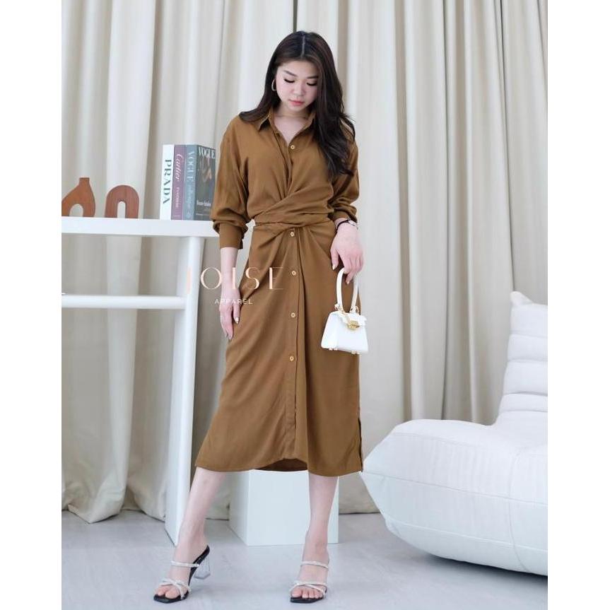 Xyxy- Joise - Aurelie Long Shirt Dress Wanita / Dress Tali Panjang / Gamis / Tunik Rayon Twill Casua