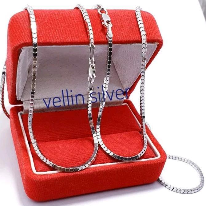 Cod,Bisa- Kalung Perak Pria Wanita Model Milano Kaca Silver 925