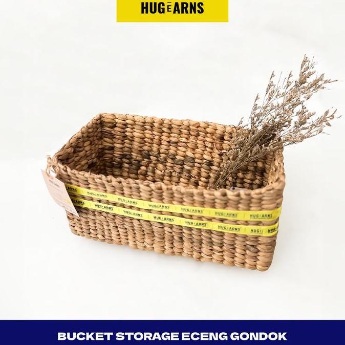 HUGeARNS - Keranjang Eceng Gondok Persegi Panjang / Keranjang Eceng Gondok / Kotak Anyaman ENCENG GO