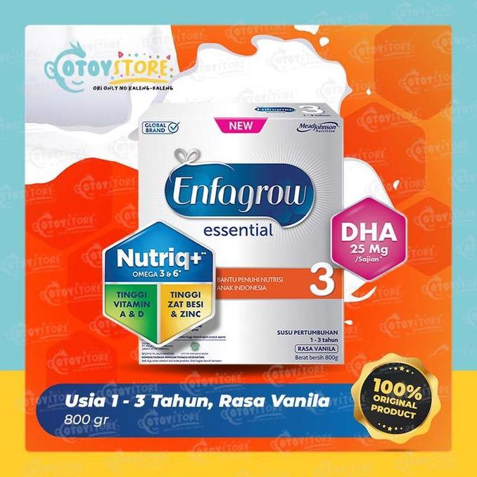 Cod,Bisa- Enfagrow Essential 3 Vanila 800 G / Susu Formula Enfagrow