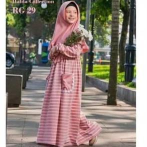 GRATIS ONGKIR Gamis anak motif garis | Gamis kaos anak Raggakids stripe |Baju muslim Dress