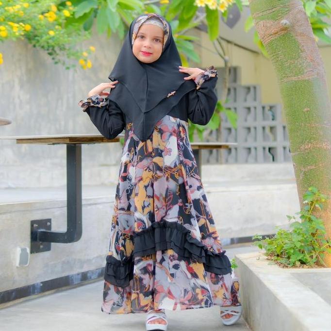 Khalisa Dress Syari //Dress Anak premium//Pakaian Muslim Anak