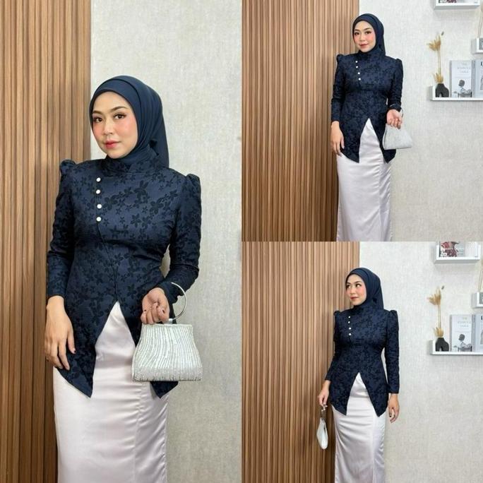 Busananew- Maudy Kebaya Modern Dengan Bawahan Rok Silk Baju Kondangan Setelan Pesta Muslim Wanita