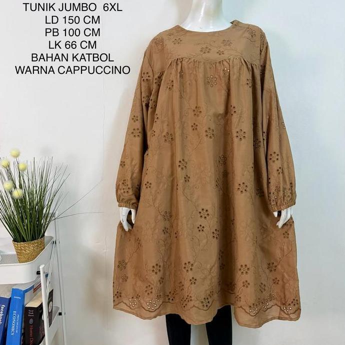 Busananew- Tunik Wanita Super Jumbo Ld 150 Cm Bahan Katun Bolong Kekinian - Clarita Tunik