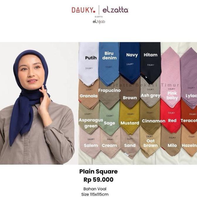 Newrilis- Plain Square Scarf Segiempat Polos Dauky Voal