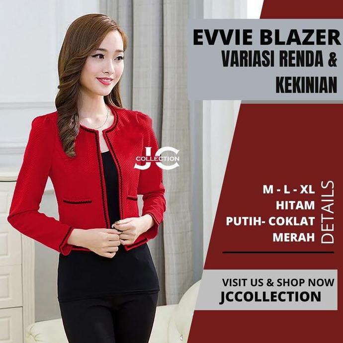Fwbgy- Blazer Kerja Wanita Lengan Panjang Variasi Lace Renda Ala Korean Style Evve - Jccollections /
