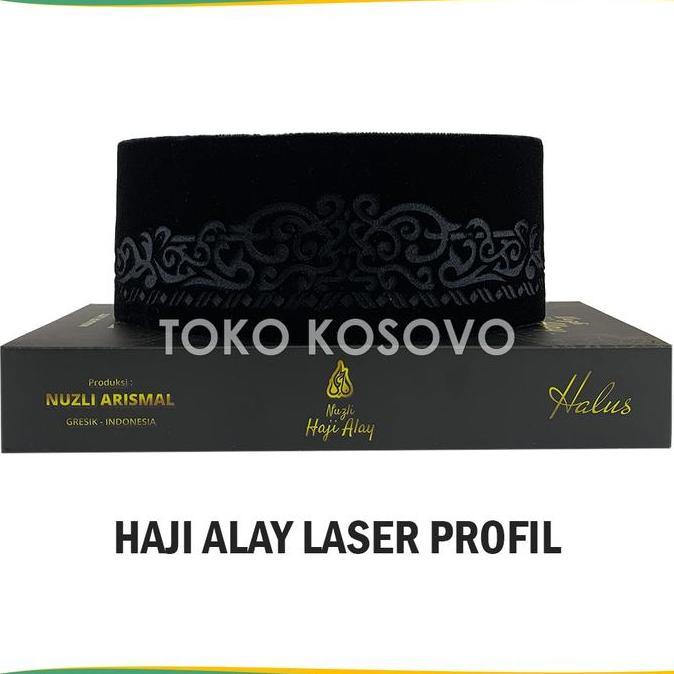 Uwouwo- Songkok Premium Haji Alay Laser Ac Tinggi 9 Cm Peci Sholat Pria Dewasa Hitam Motif Kopiah Sh