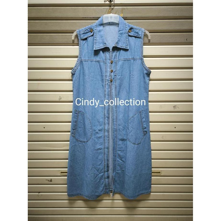 Fwbgy- Rompi Vest Panjang Jeans Wanita Rompi Jeans Panjang Outer Jeans Wanita Long Vest Denim Wanita