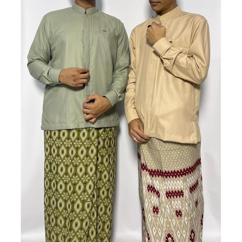 Uwouwo- Baju Koko Pria Koko Sultan Bahbus Formal Kancing Dalem Kantong Samping Manset