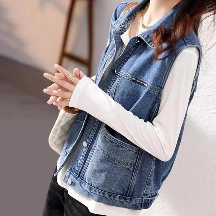 Fwbgy- 982-Rompi Jeans Wanita/Rompi Wanita/Blazer Jeans Wanita Atasan Panjang