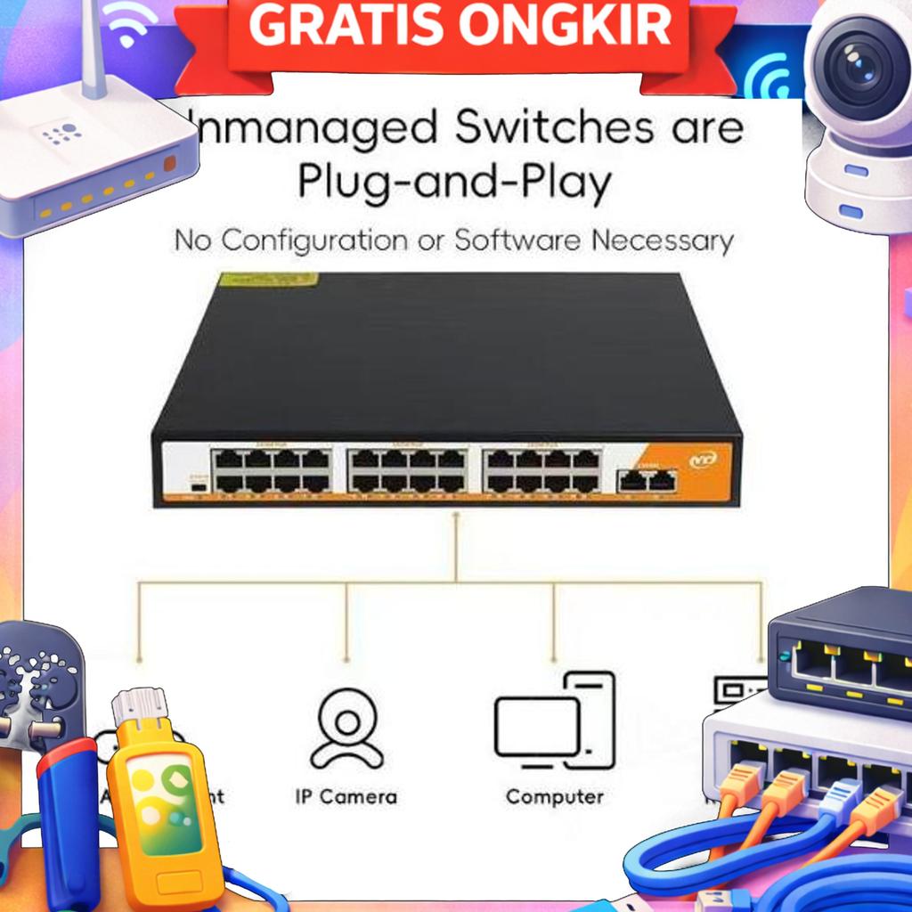 Switch Poe 16Port Poe Switch 16+3Ports 10/100Mbps/1000Mbps /SwitchHubPoe 2Uplink+Fo