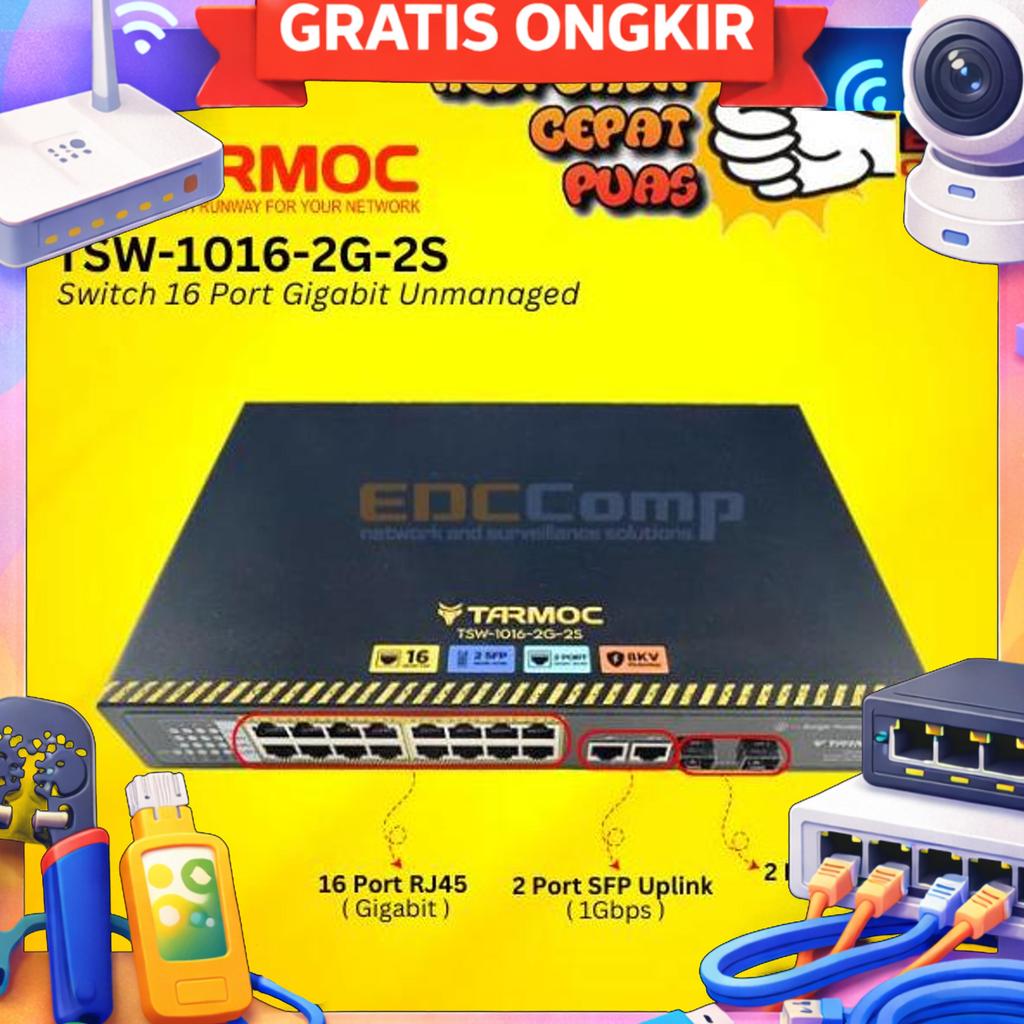 Tarmoc Tsw-1016-2G-2S Gigabit 1U Switch Unmanage 16 Port Metal Case