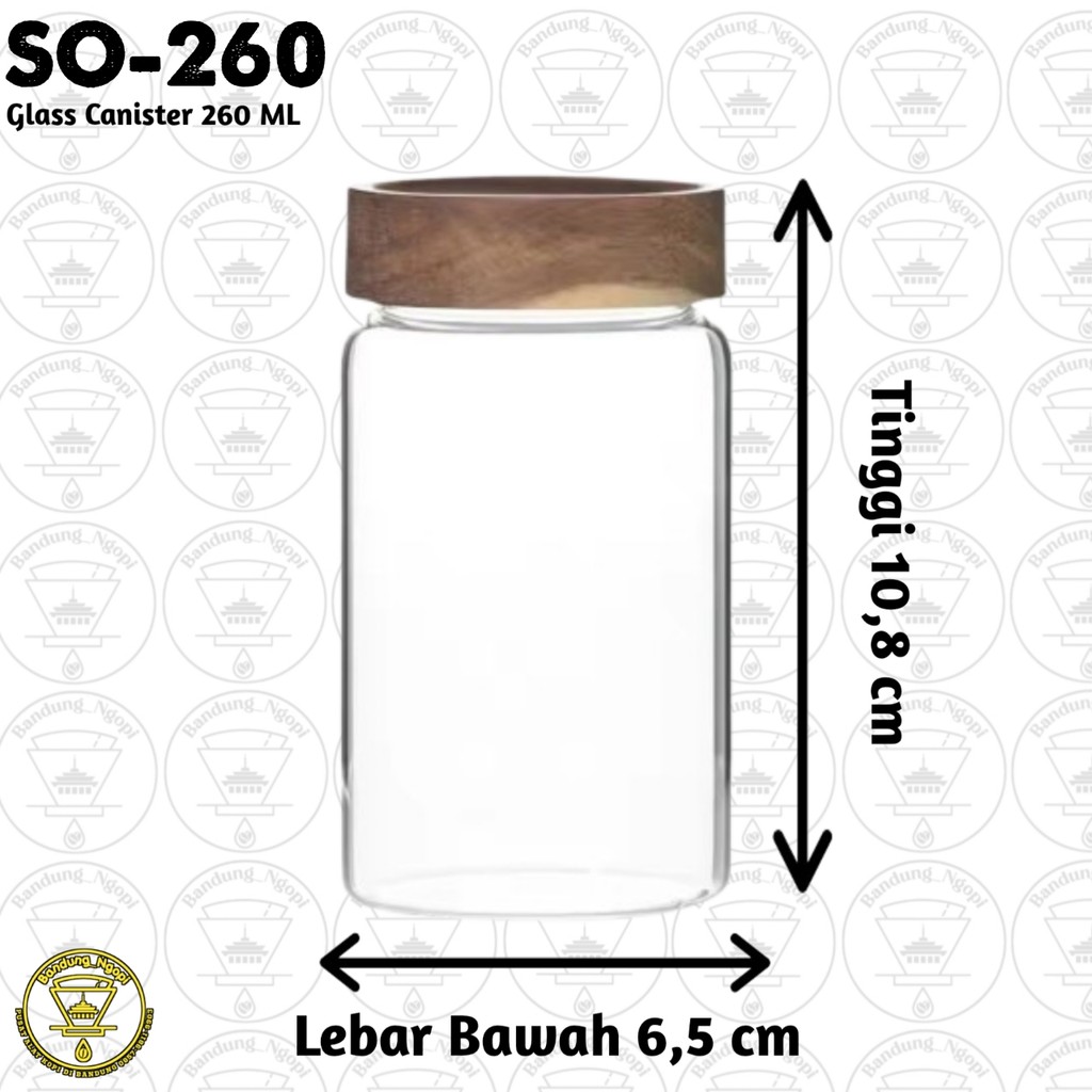 Toples Kaca Mini Bulat  Tutup Kayu serbaguna Kue Kopi Gula