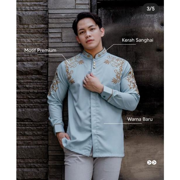 Kemeja Bordir Pria NUC.ID Abinaya 04 (Dusty Blue)