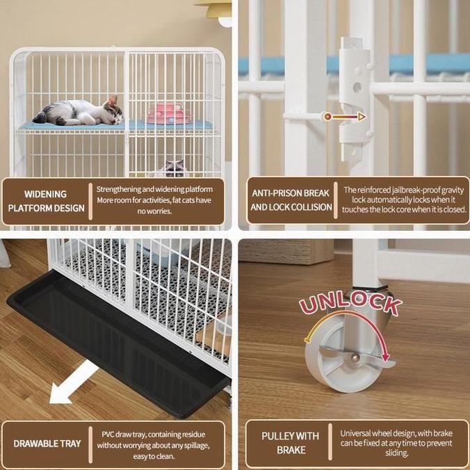 PaPaPet kandang kucing besar 3 tingkat ukuran 71*53*95cm rumah kucing kandang kucing kandang ukurank