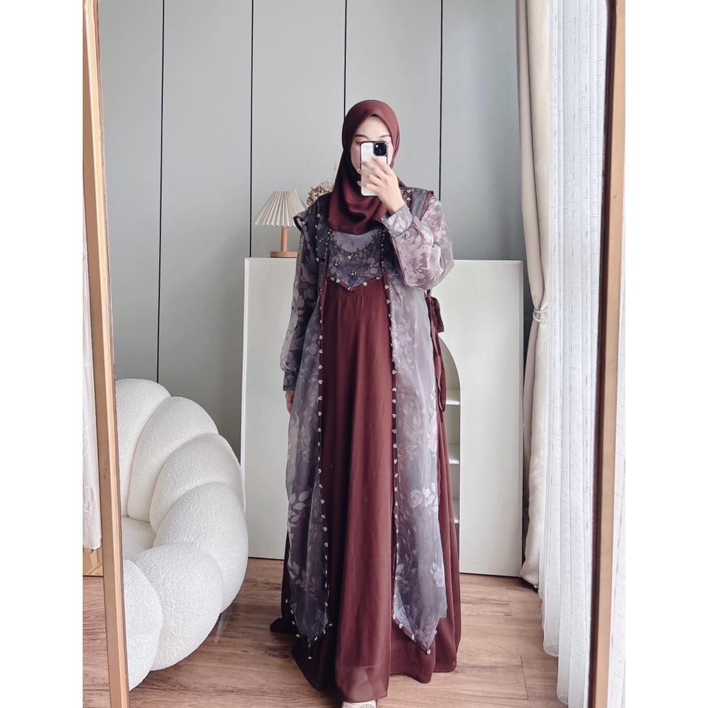 CANDY LADY Kalivah Beads Maxi / Gamis Motif Wanita Terbaru Dress Gamis Lebaran Premium Bestseller