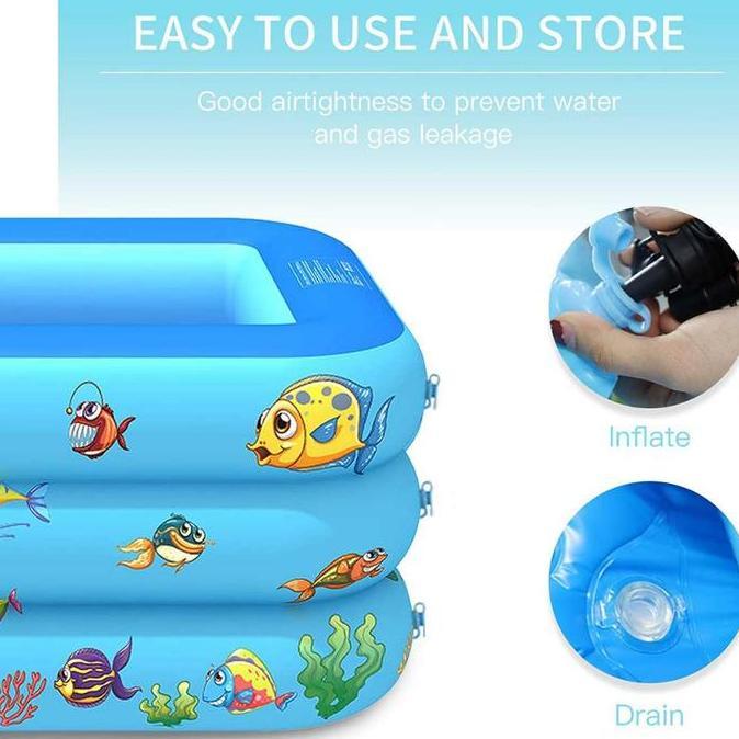 COD kolam renang anak jumbo kolam renang anak 2.1M petak karet bahan tebal kolamrenang anak besar mu