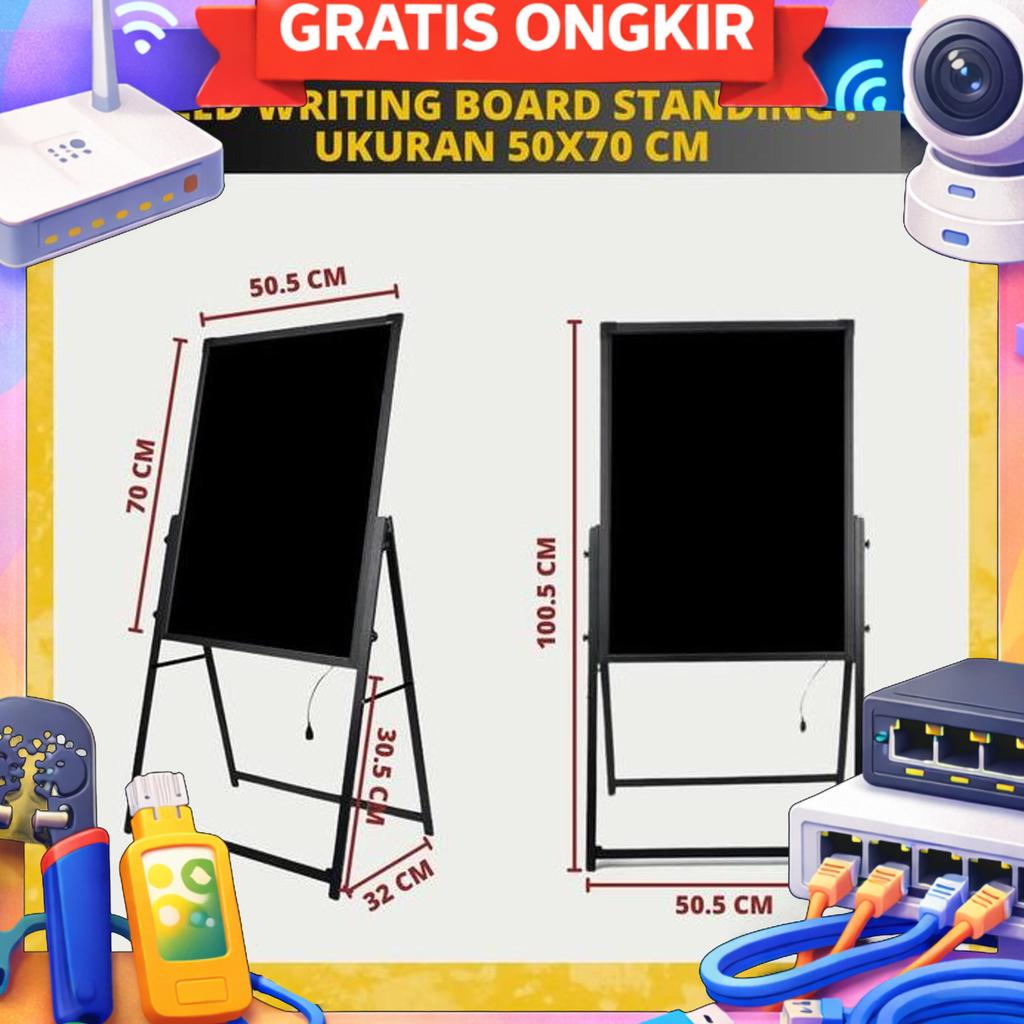 Led Standing Board Glass - Papan Tulis Led Dengan Efek Neon Dapat Dihapus & Tulis Ulang (Cocok Untuk