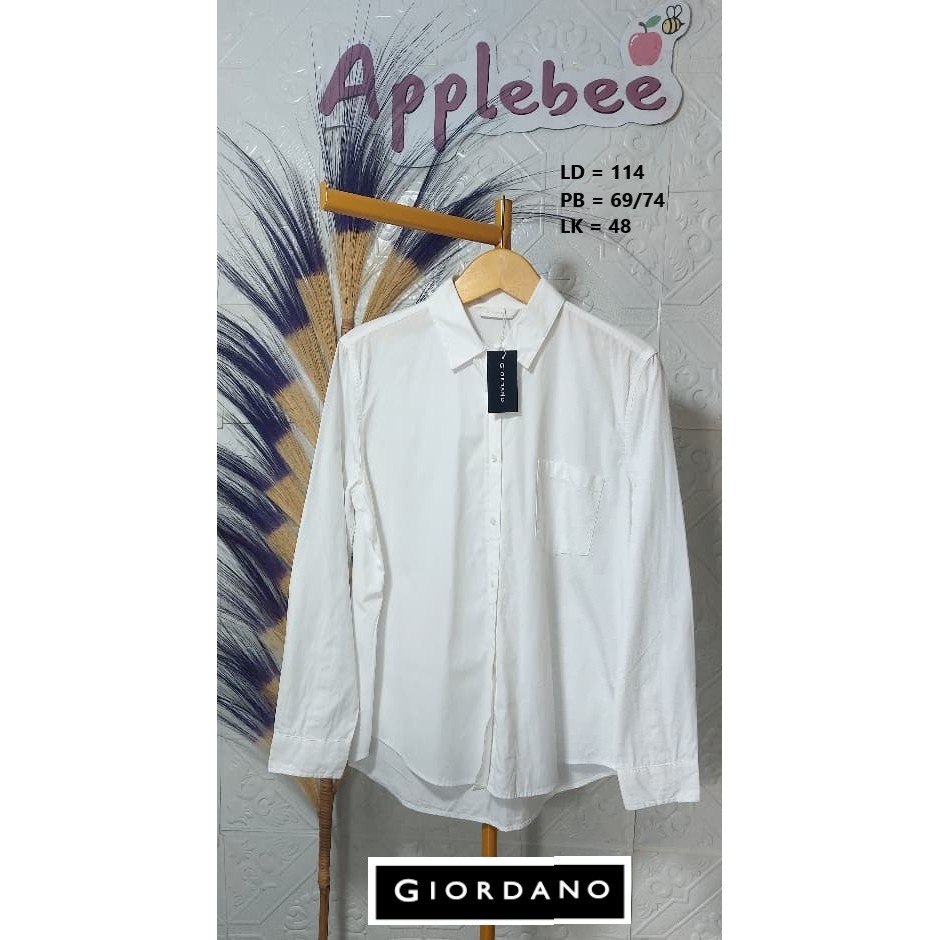 KEMEJA KATUN POPLIN PUTIH BY GIORDANO