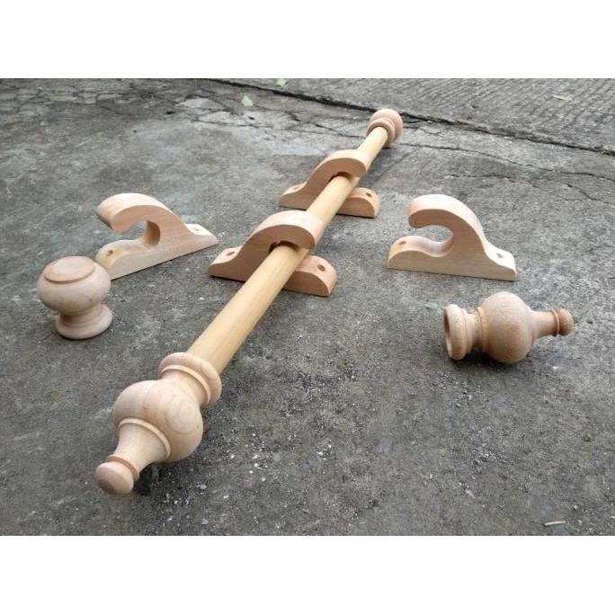 Paket Tongkat Gorden Gordyn Hordeng Gordeng Braket Kayu Bracket 200