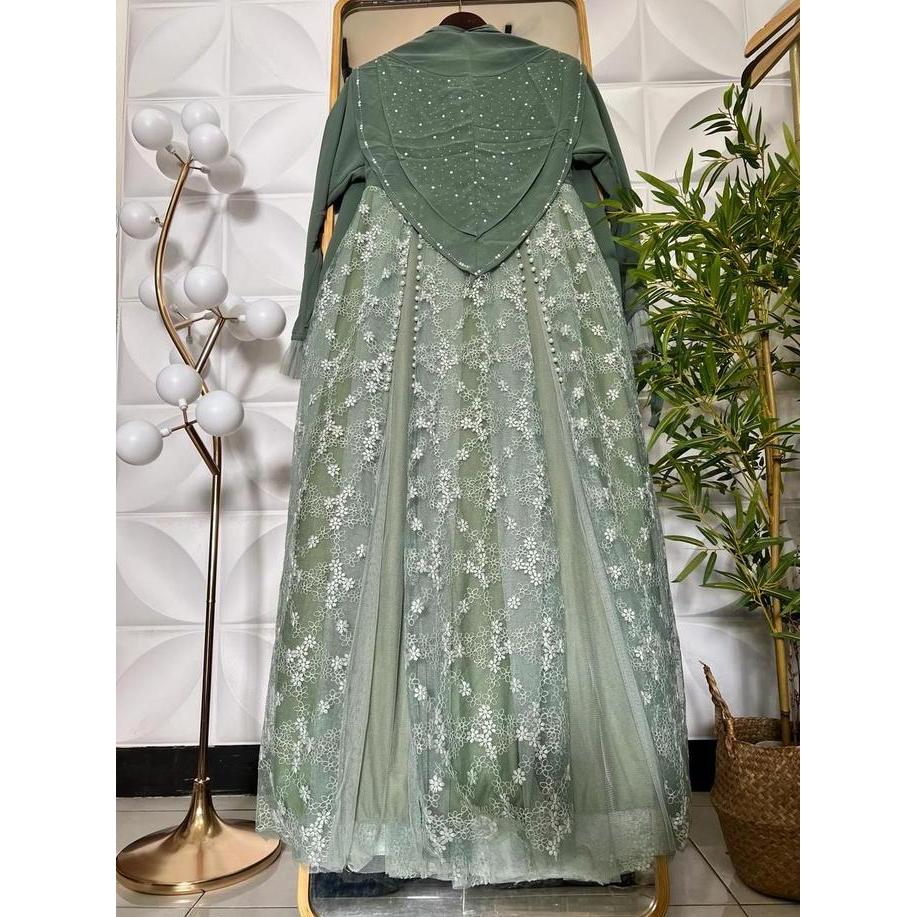 Murah Queenza Gamis Ibu (By.Azizahzi) Set Syari Busui Ceruty Karet