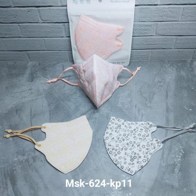 masker kain 3ply duckbill earloop dewasa tali adjustable import tebal